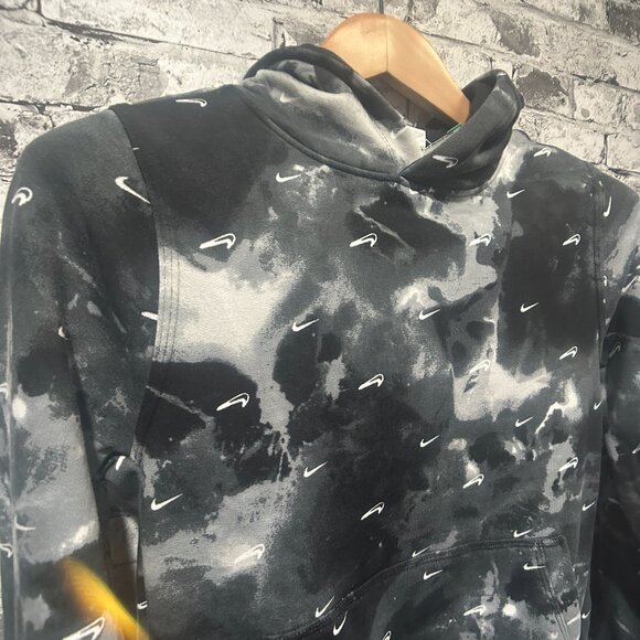 EUC Nike Youth  Black Grey White Hoodie w/ Upside Down Swoosh - Picture 5 of 15